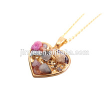 Fashion Golden Heart Druzy Anhänger Halskette Boho Schmuck